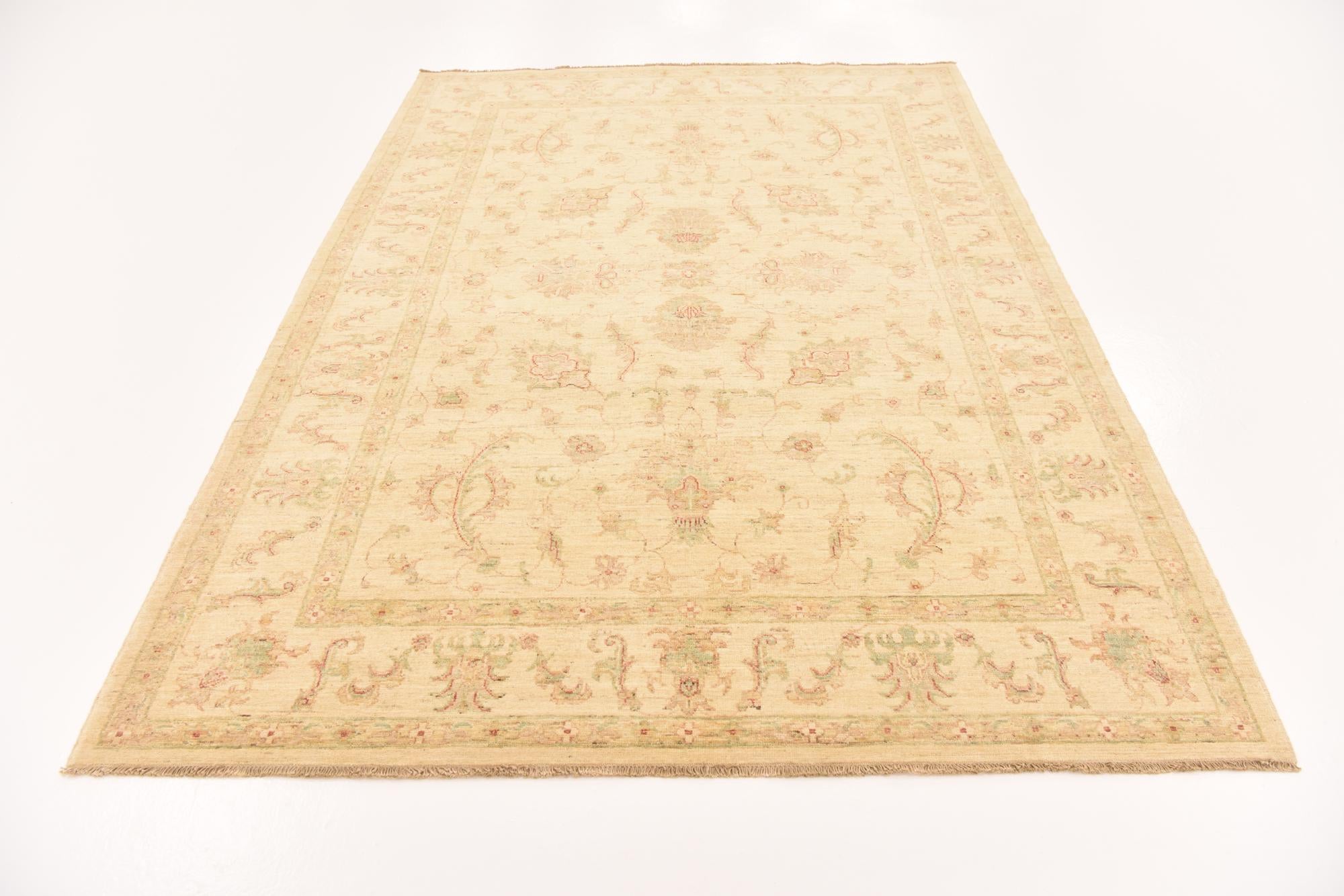 5' 10 x 8' Hand Knotted Peshawar Ziegler Rug