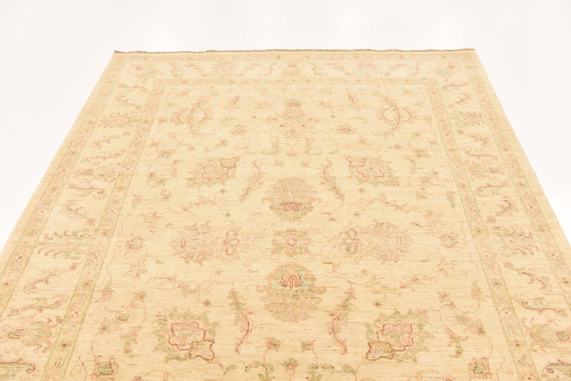 5' 10 x 8' Hand Knotted Peshawar Ziegler Rug