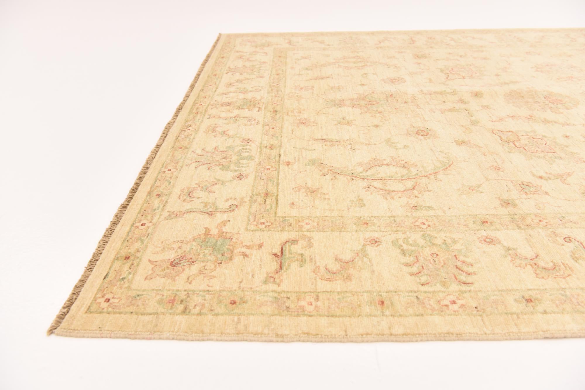 5' 10 x 8' Hand Knotted Peshawar Ziegler Rug