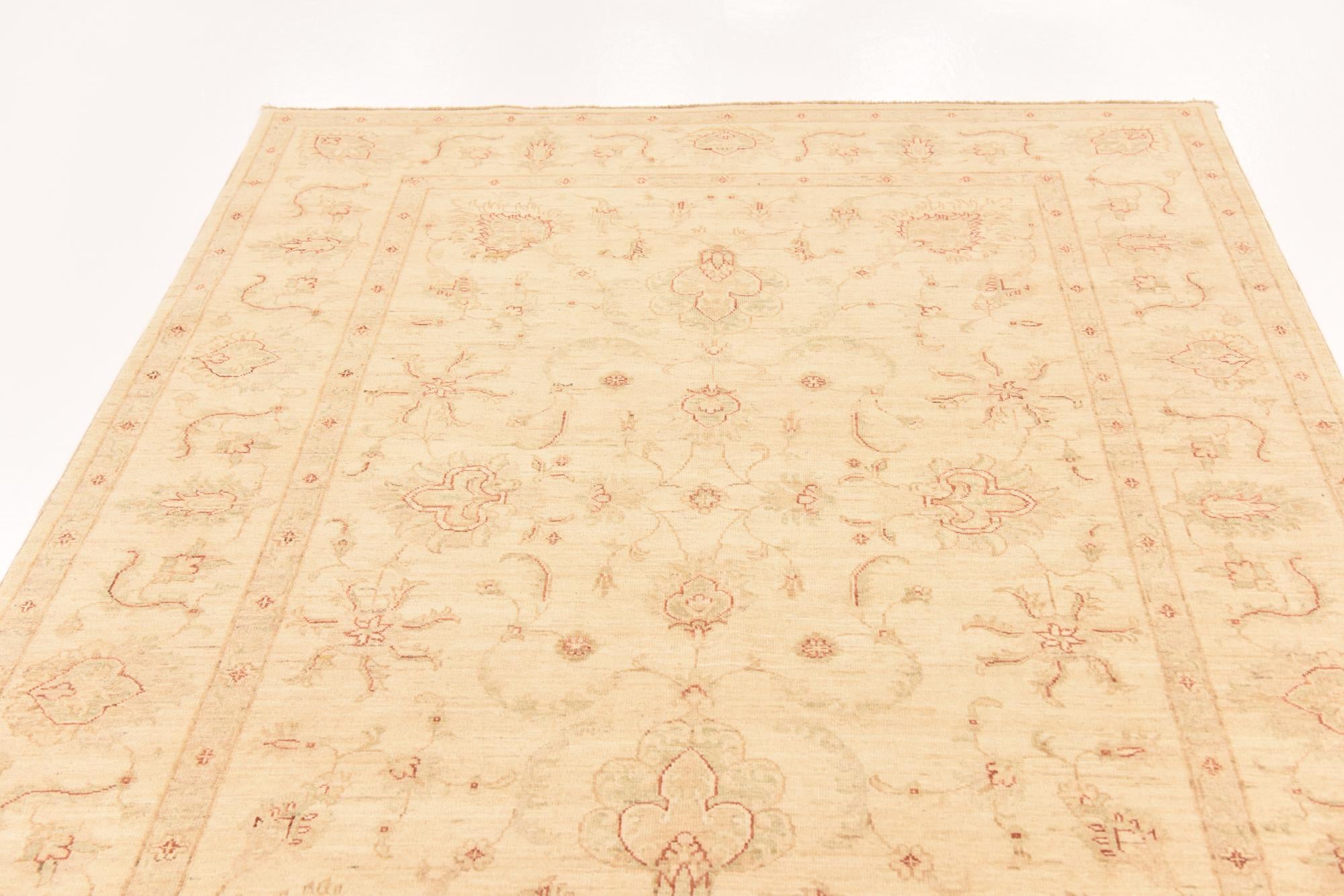 5' 8 x 7' 10 Hand Knotted Peshawar Ziegler Rug