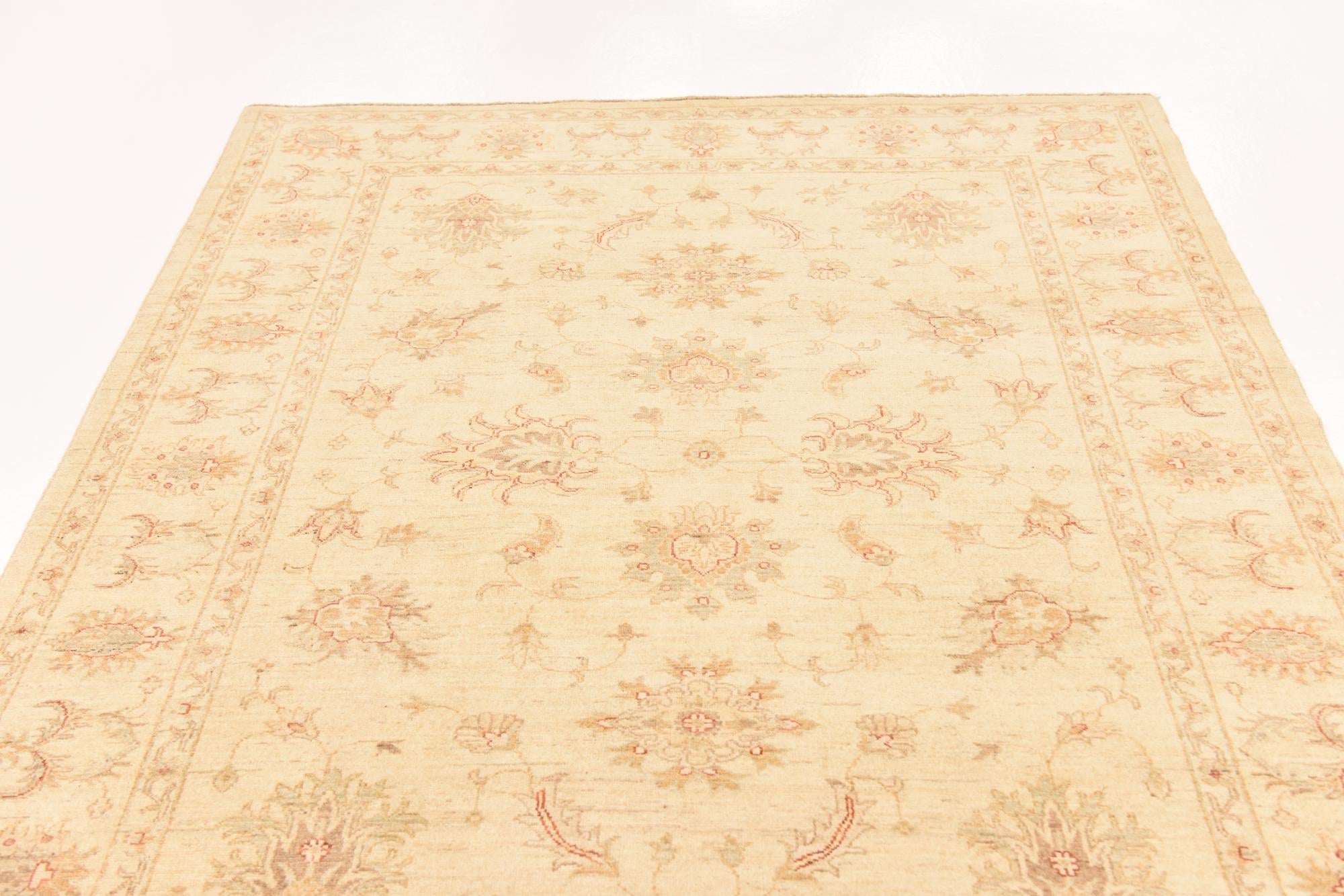 5' 8 x 7' 9 Hand Knotted Peshawar Ziegler Rug
