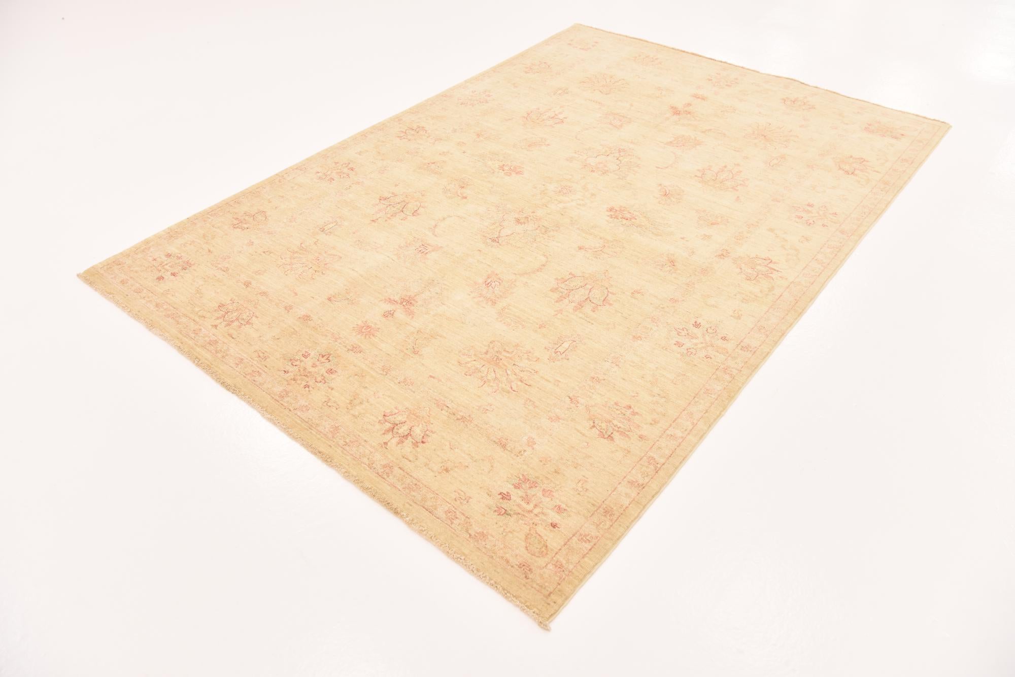 5' 7 x 8' Hand Knotted Peshawar Ziegler Rug