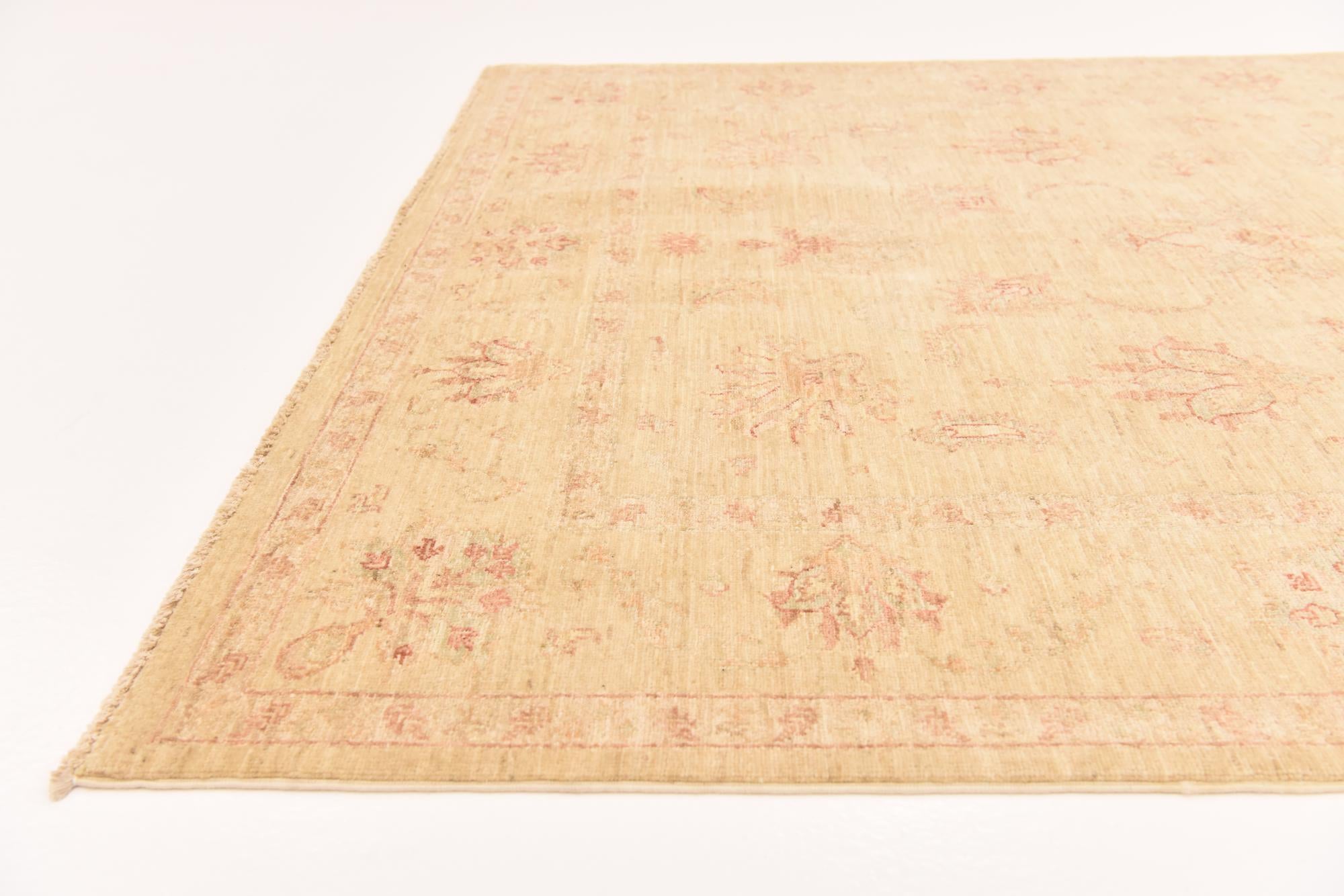 5' 7 x 8' Hand Knotted Peshawar Ziegler Rug