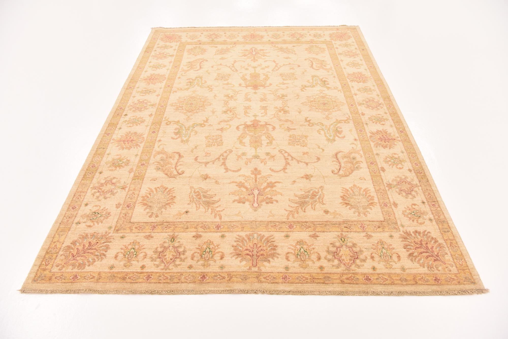 5' 9 x 8' Hand Knotted Peshawar Ziegler Rug