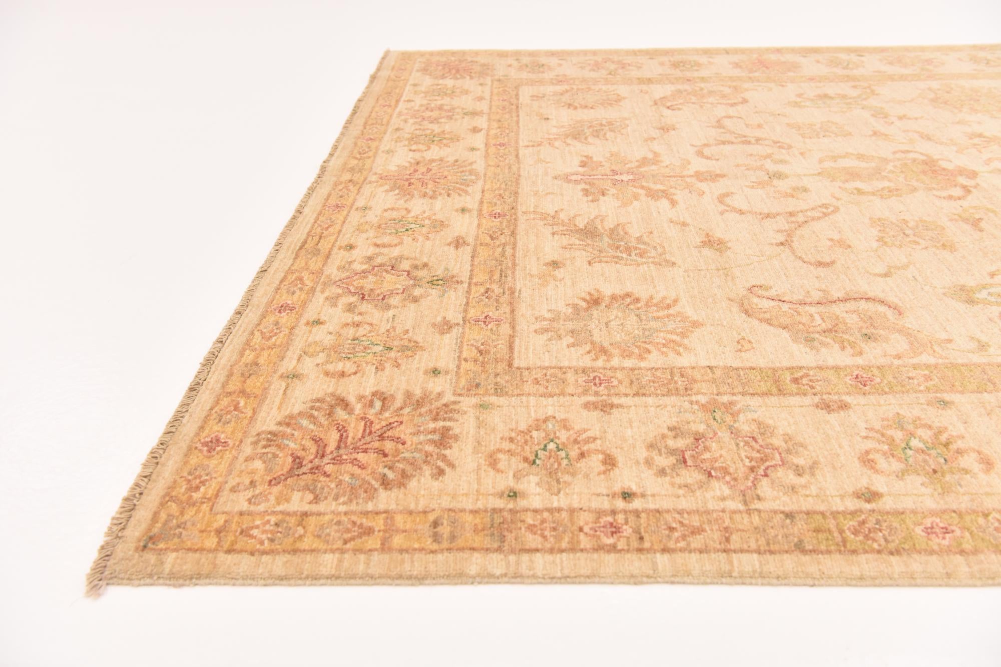 5' 9 x 8' Hand Knotted Peshawar Ziegler Rug