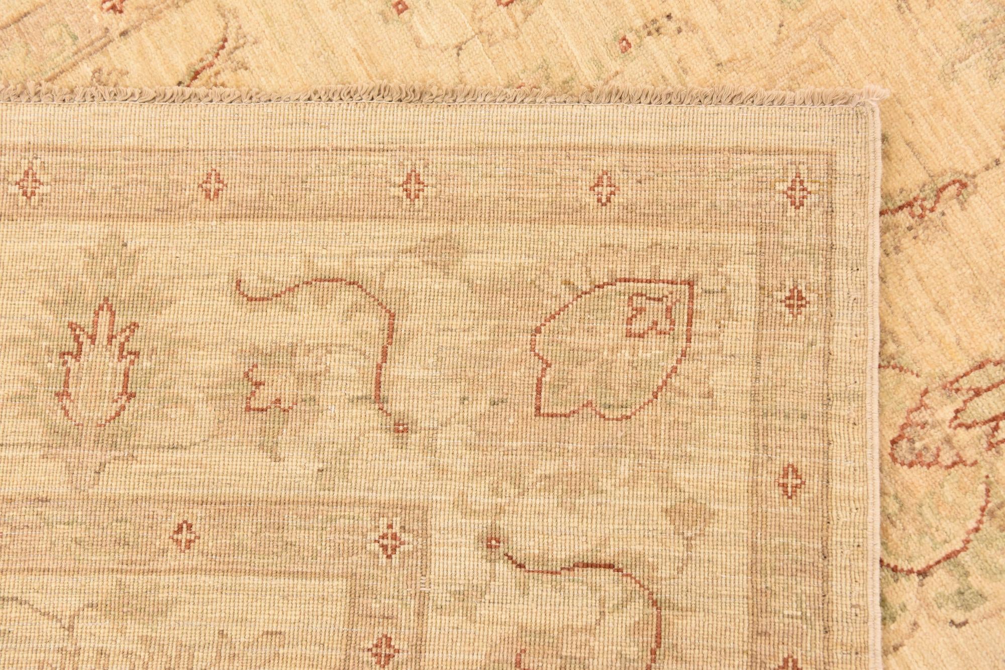 5' 8 x 8' Hand Knotted Peshawar Ziegler Rug
