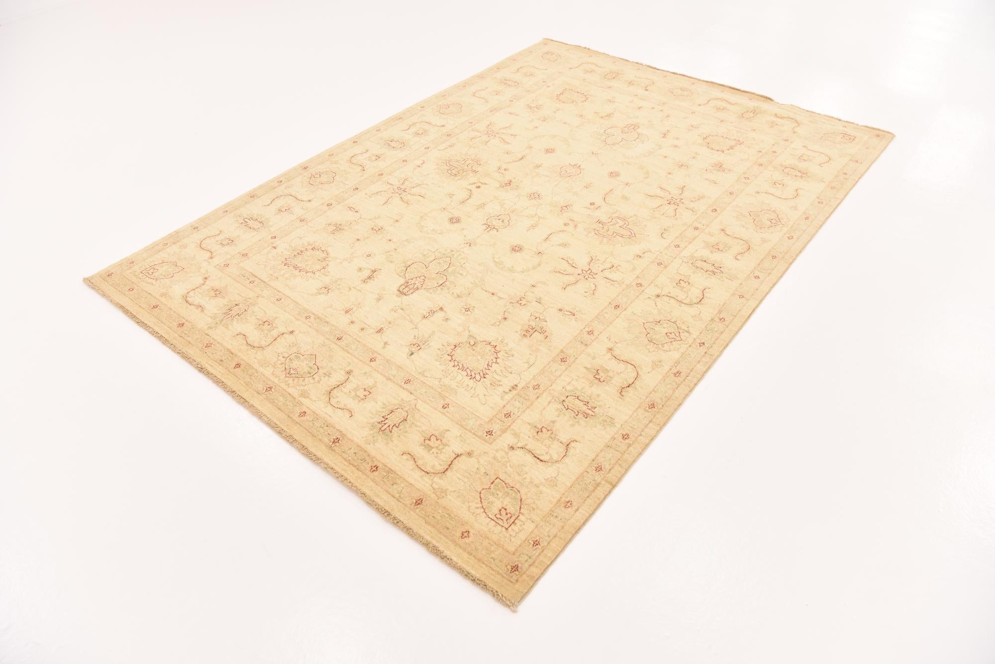 5' 8 x 8' Hand Knotted Peshawar Ziegler Rug