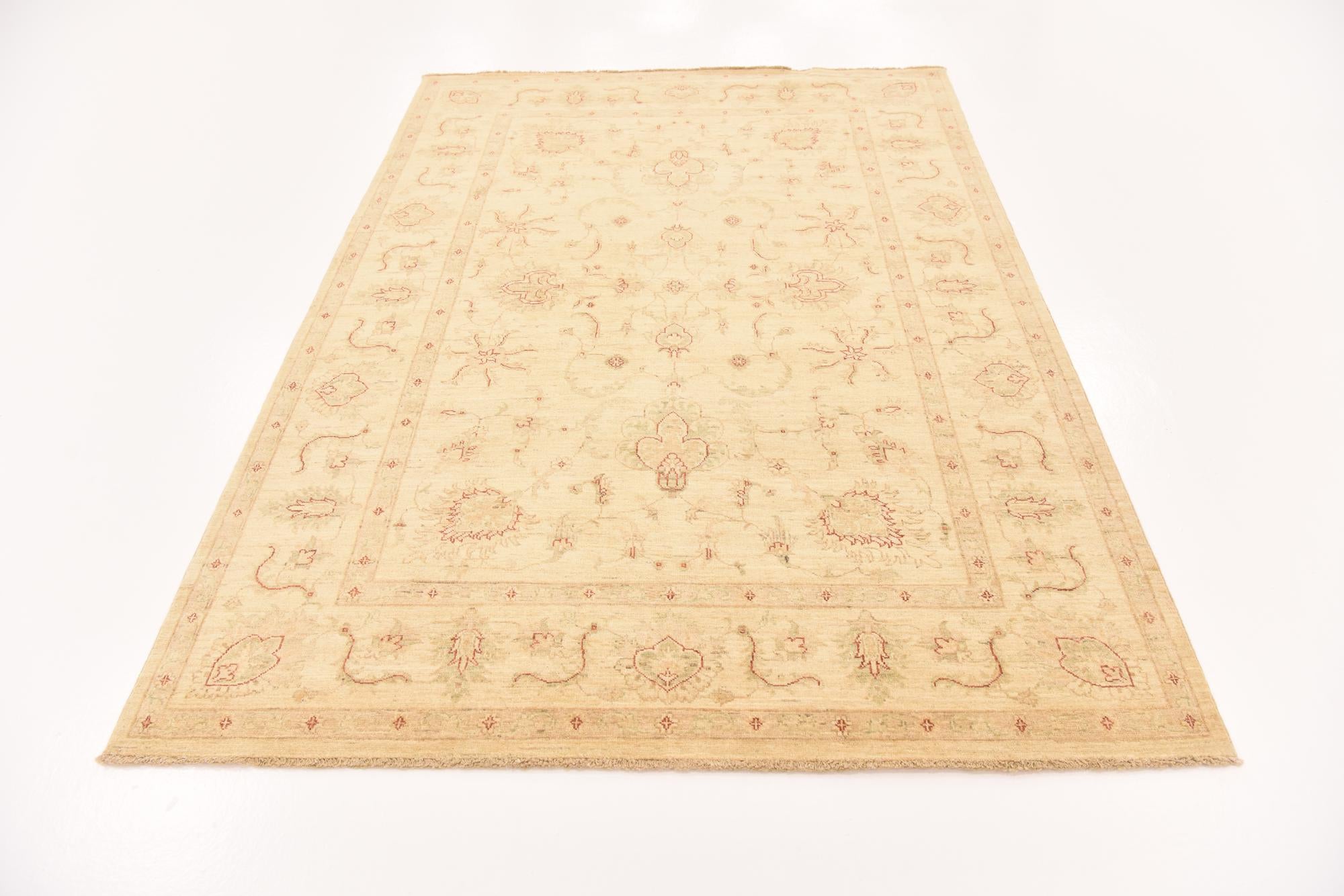 5' 8 x 8' Hand Knotted Peshawar Ziegler Rug