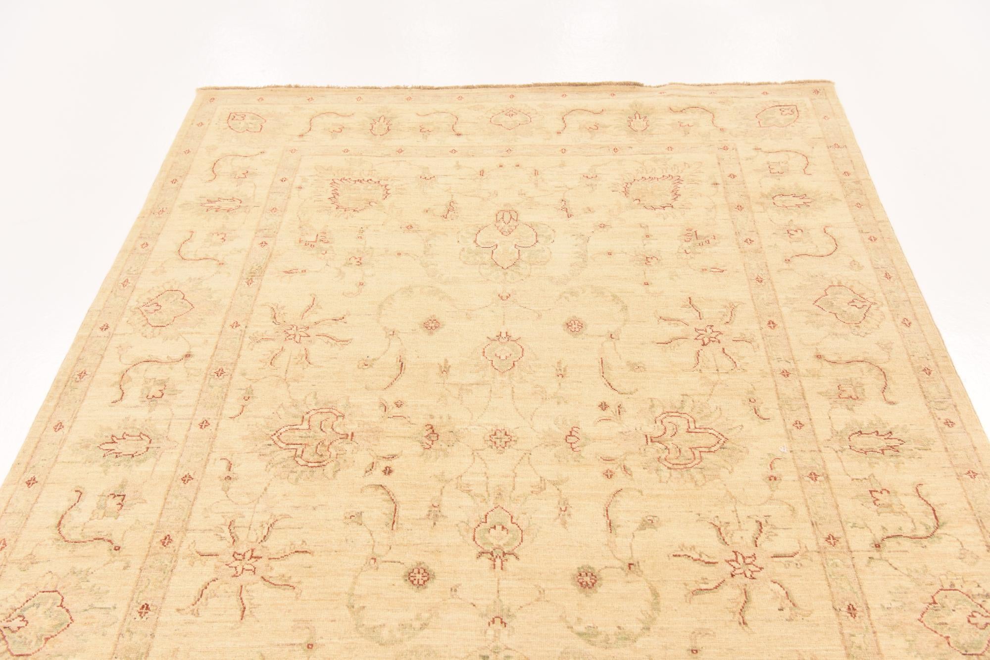 5' 8 x 8' Hand Knotted Peshawar Ziegler Rug