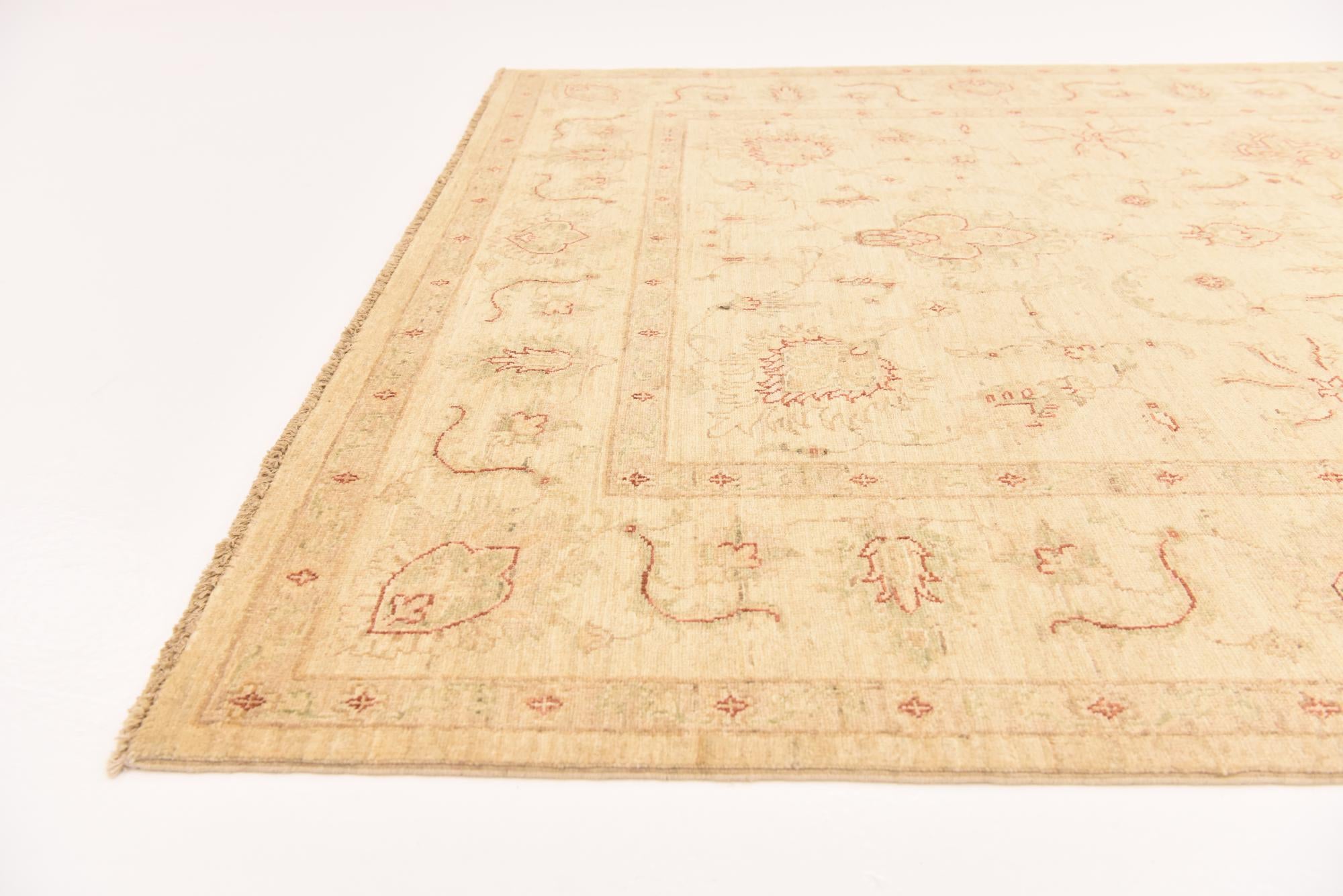 5' 8 x 8' Hand Knotted Peshawar Ziegler Rug