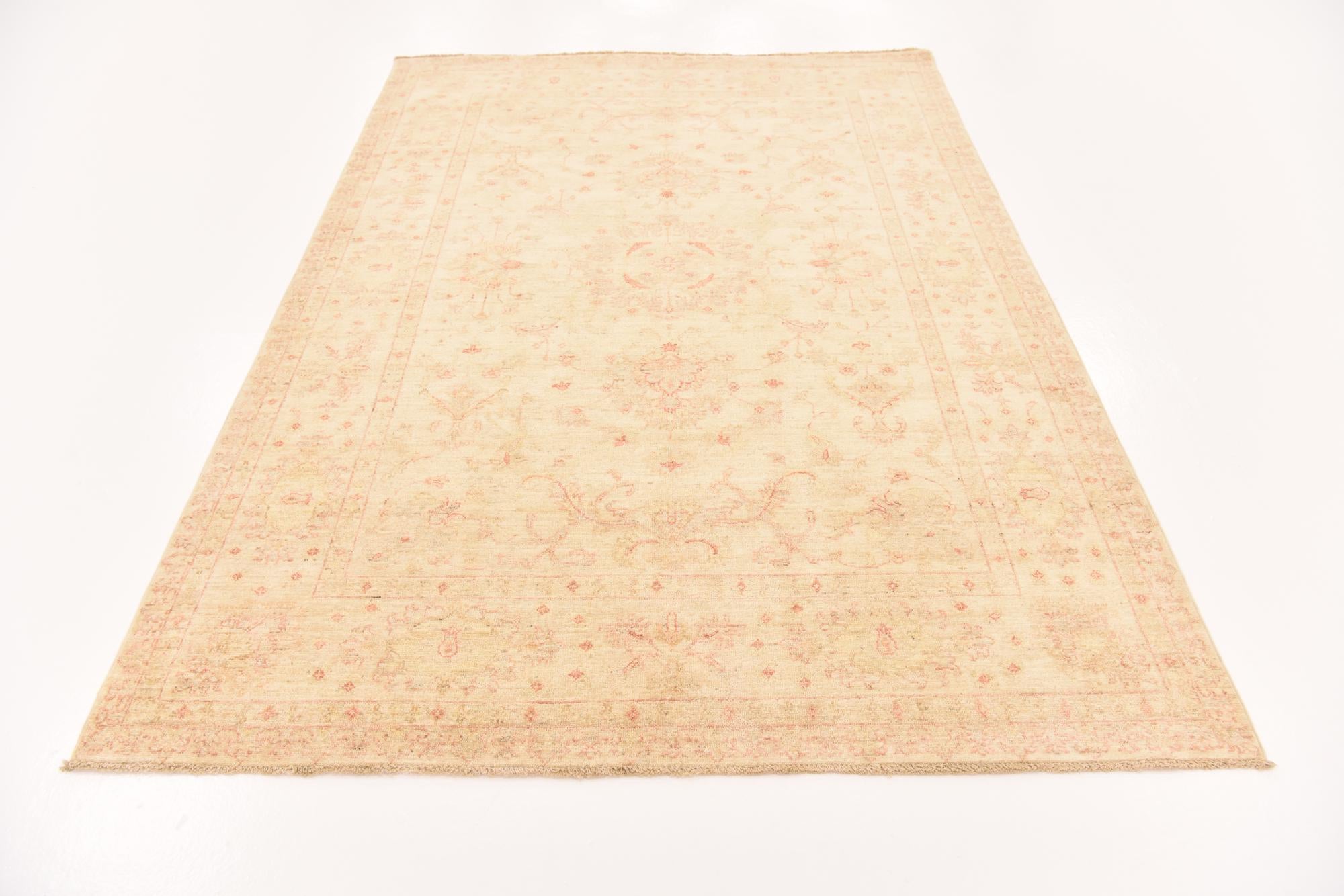 5' 7 x 8' Hand Knotted Peshawar Ziegler Rug