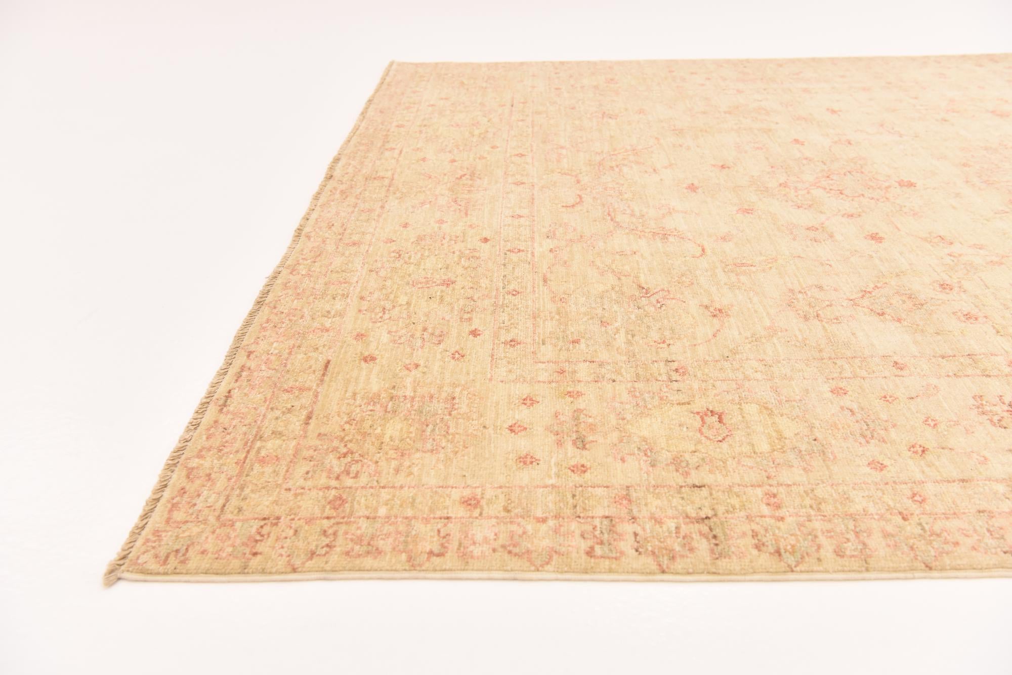 5' 7 x 8' Hand Knotted Peshawar Ziegler Rug