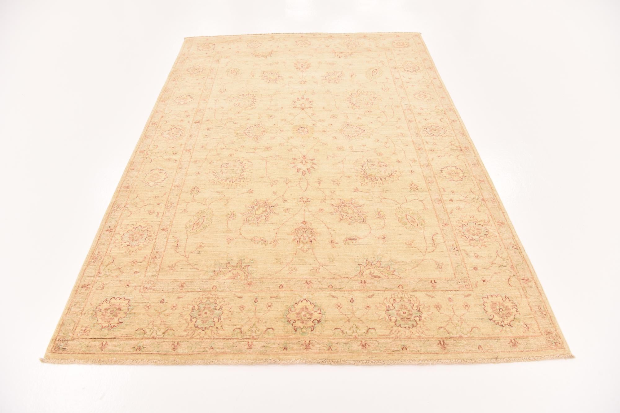 5' 7 x 8' 2 Hand Knotted Peshawar Ziegler Rug
