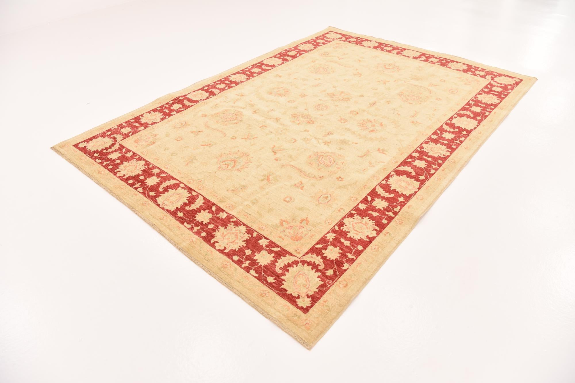 6' 9 x 9' 8 Hand Knotted Peshawar Ziegler Rug