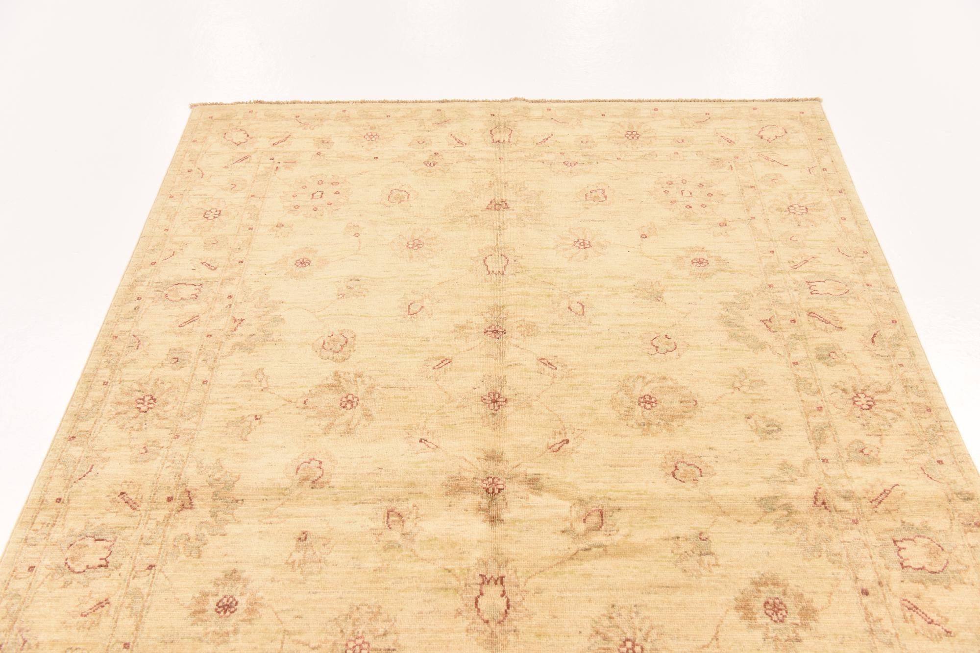 5' 2 x 6' 10 Hand Knotted Peshawar Ziegler Rug