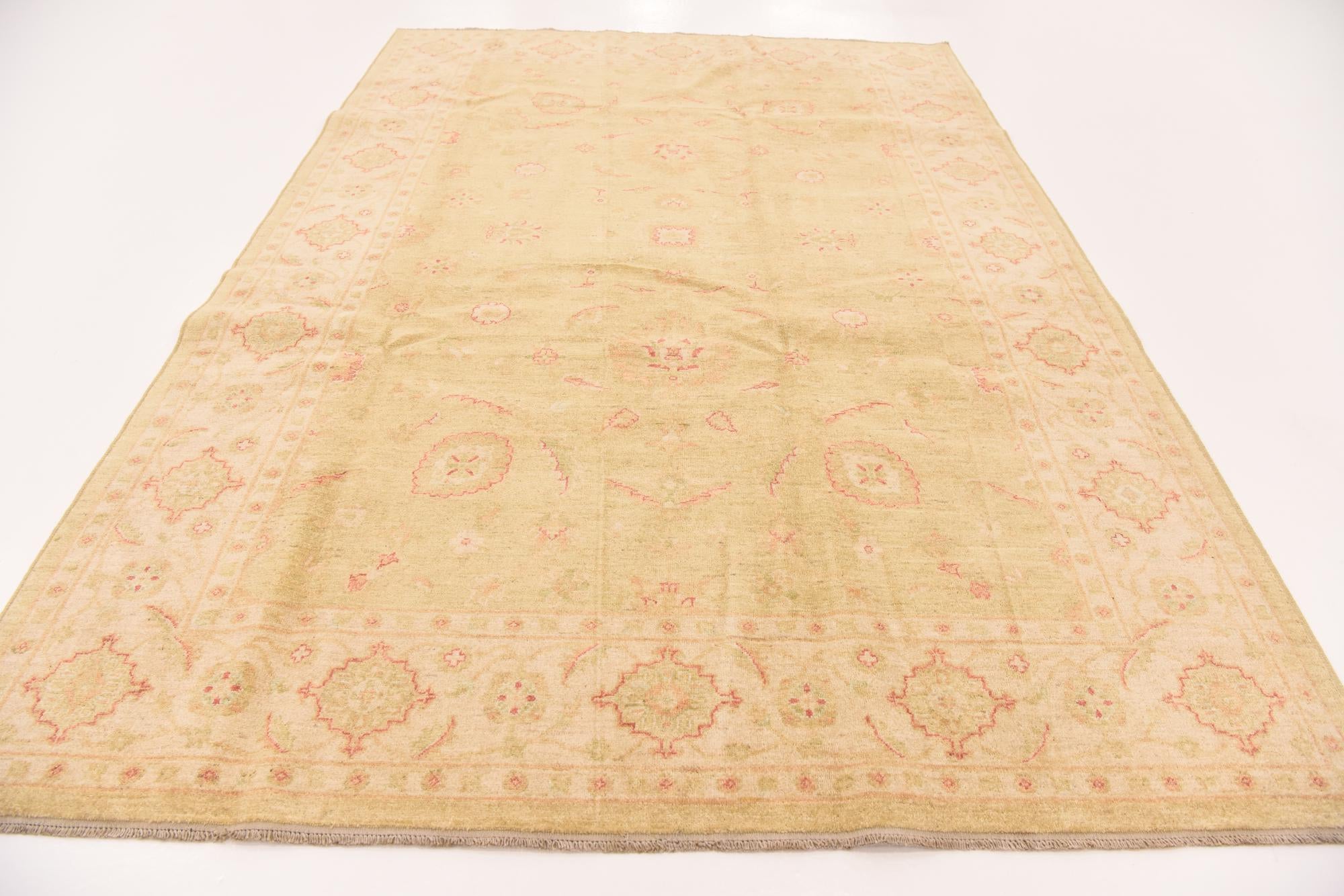 6' 9 x 9' 7 Hand Knotted Peshawar Ziegler Rug