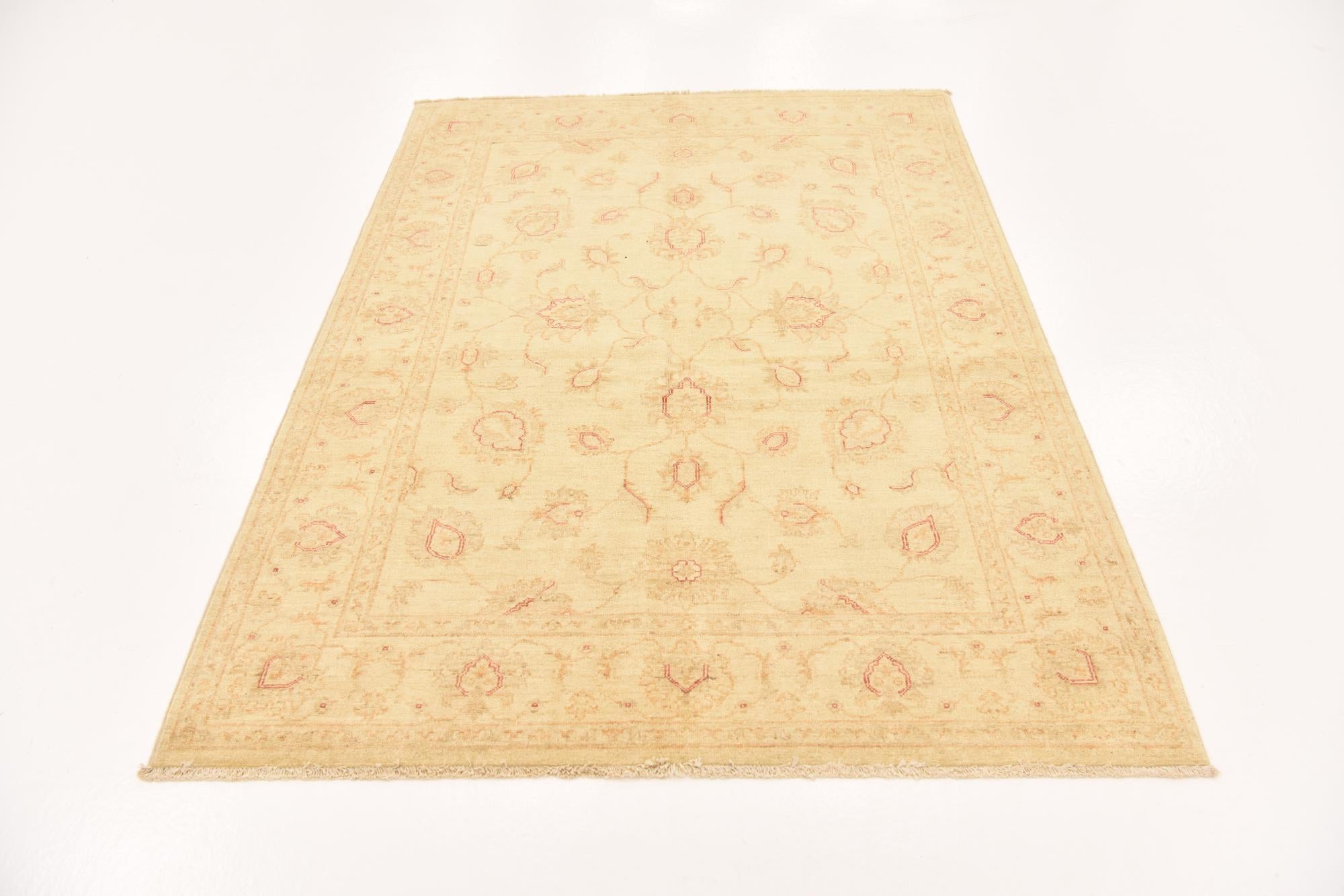 4' 9 x 6' 8 Hand Knotted Peshawar Ziegler Rug
