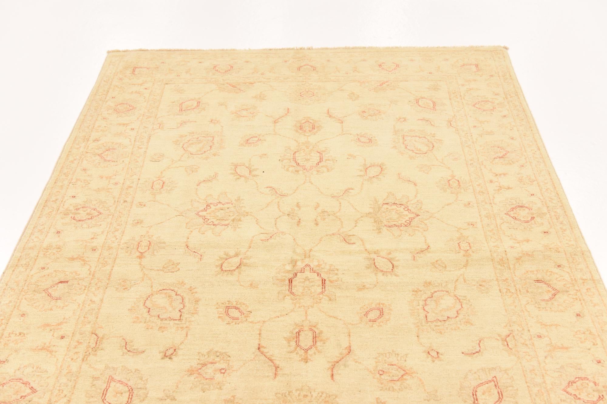 4' 9 x 6' 8 Hand Knotted Peshawar Ziegler Rug