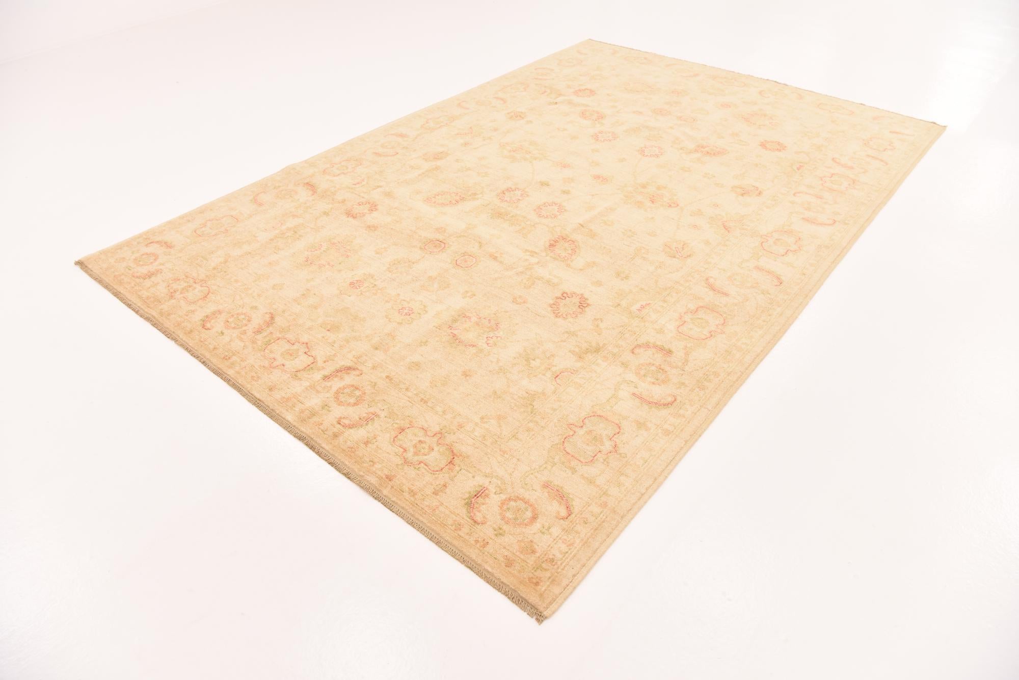 6' 8 x 10' Hand Knotted Peshawar Ziegler Rug