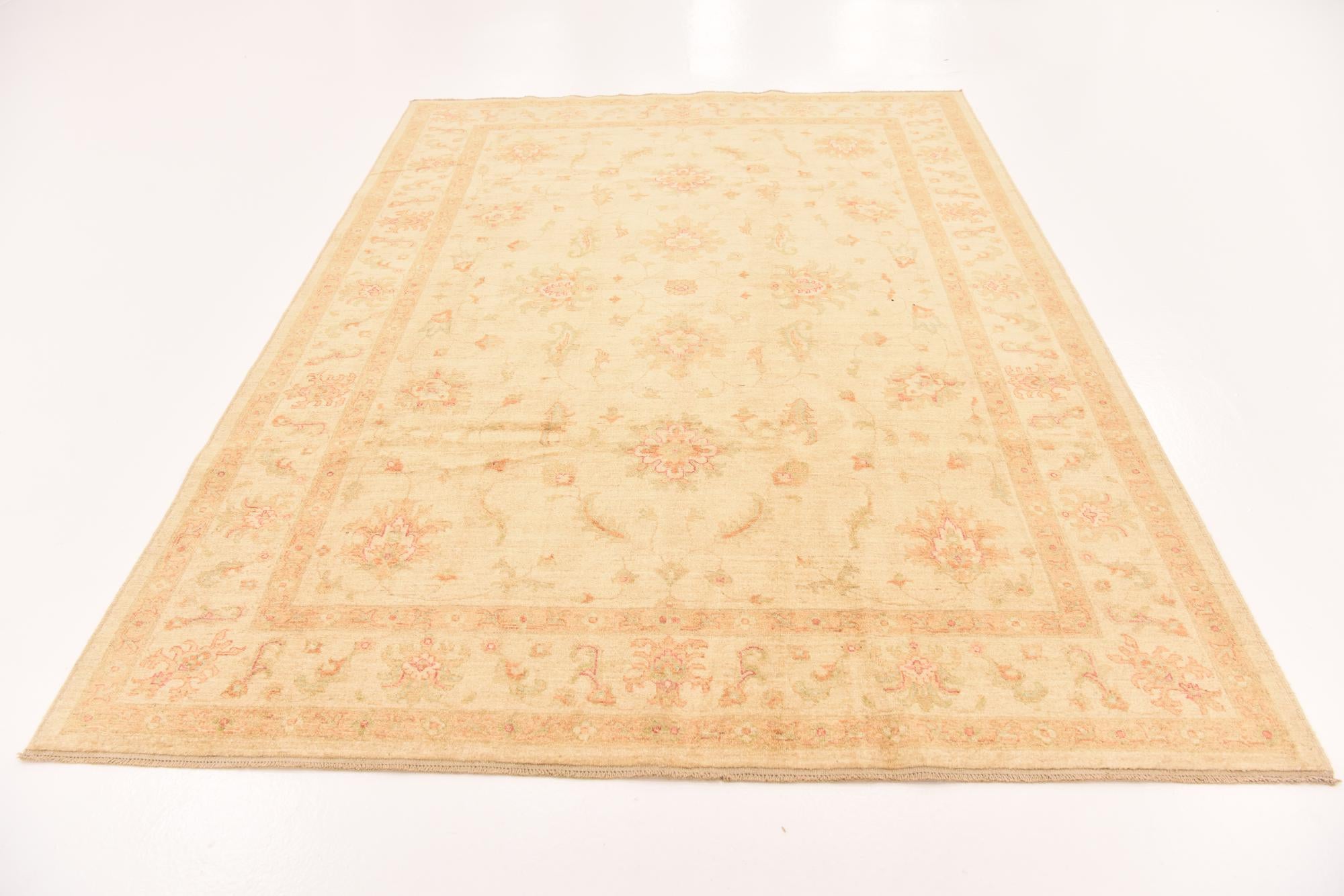 6' 8 x 9' 1 Hand Knotted Peshawar Ziegler Rug