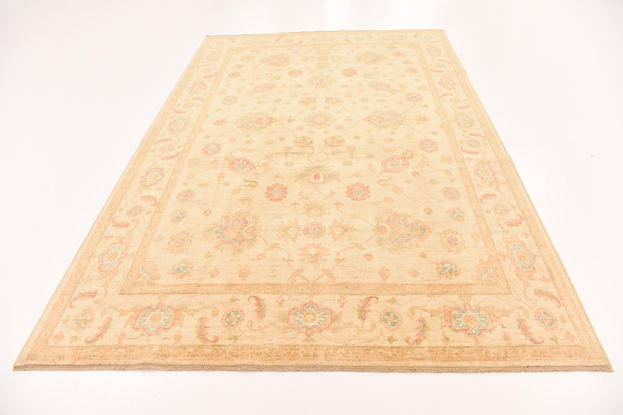 6' 8 x 10' Hand Knotted Peshawar Ziegler Rug