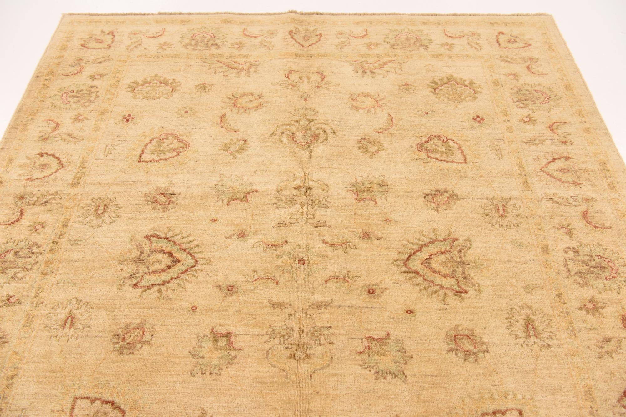 5' x 6' Hand Knotted Peshawar Ziegler Rug