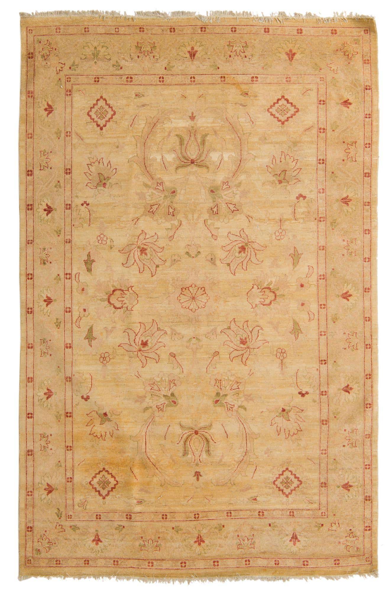 6' 6 x 10' Hand Knotted Peshawar Ziegler Rug
