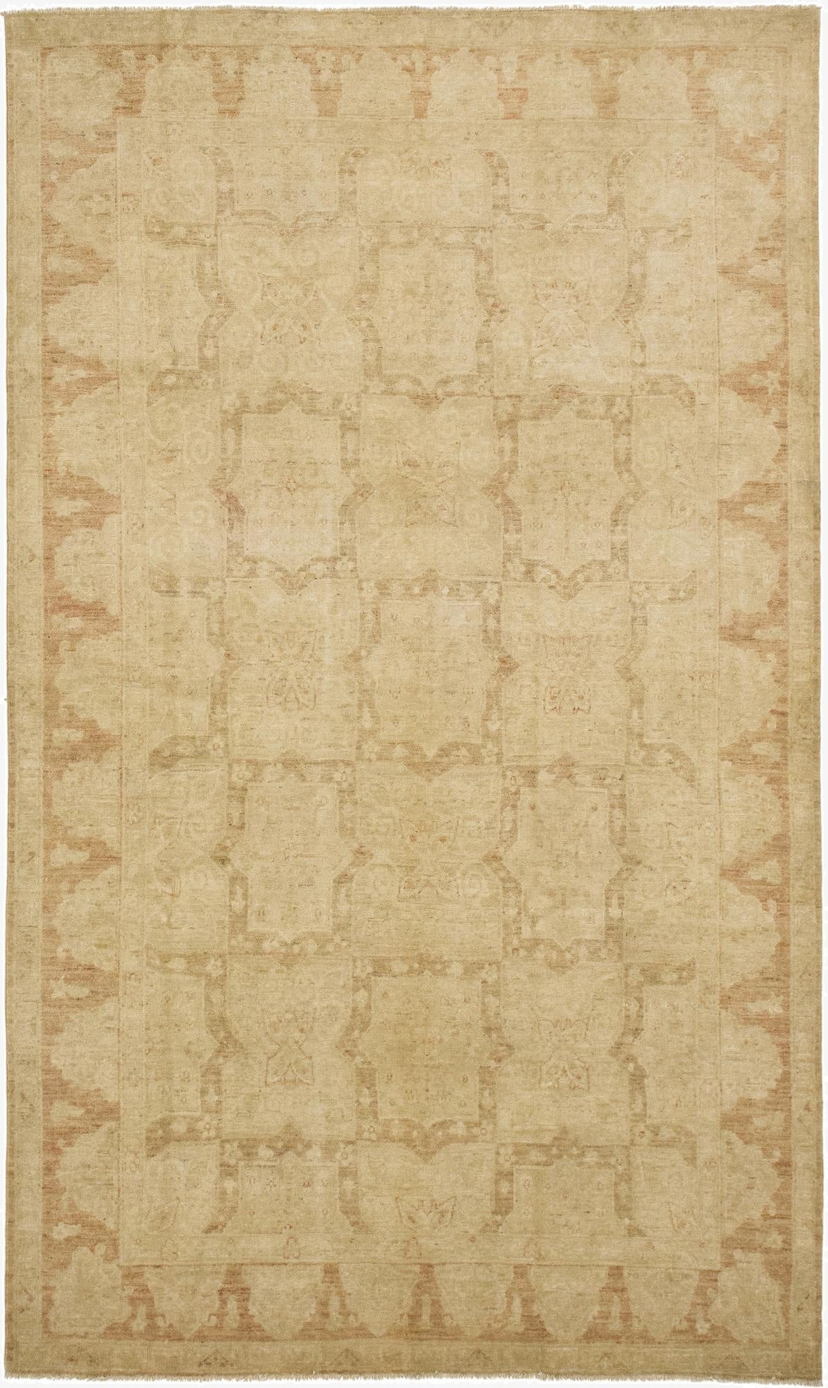 5' 10 x 10'  Hand Knotted Peshawar Ziegler Rug