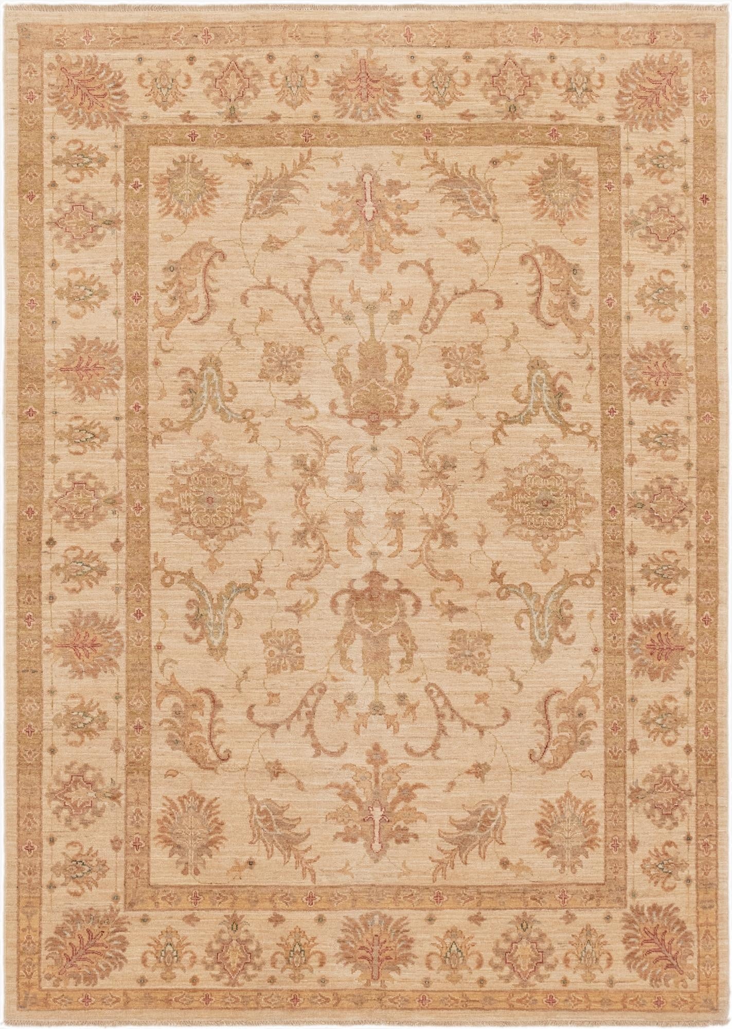 5' 9 x 8'  Hand Knotted Peshawar Ziegler Rug