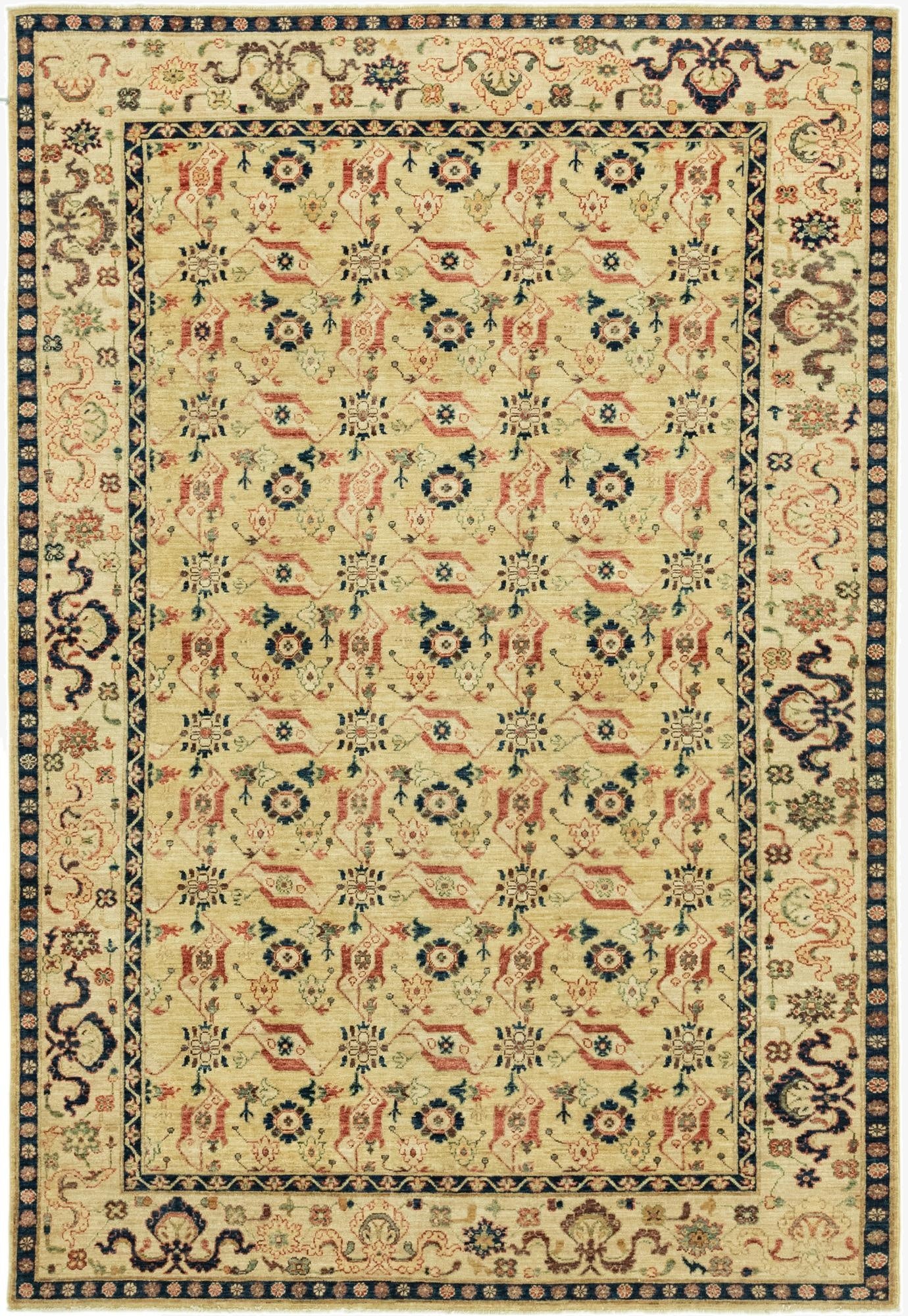 5' 10 x 8' 9  Hand Knotted Peshawar Ziegler Rug