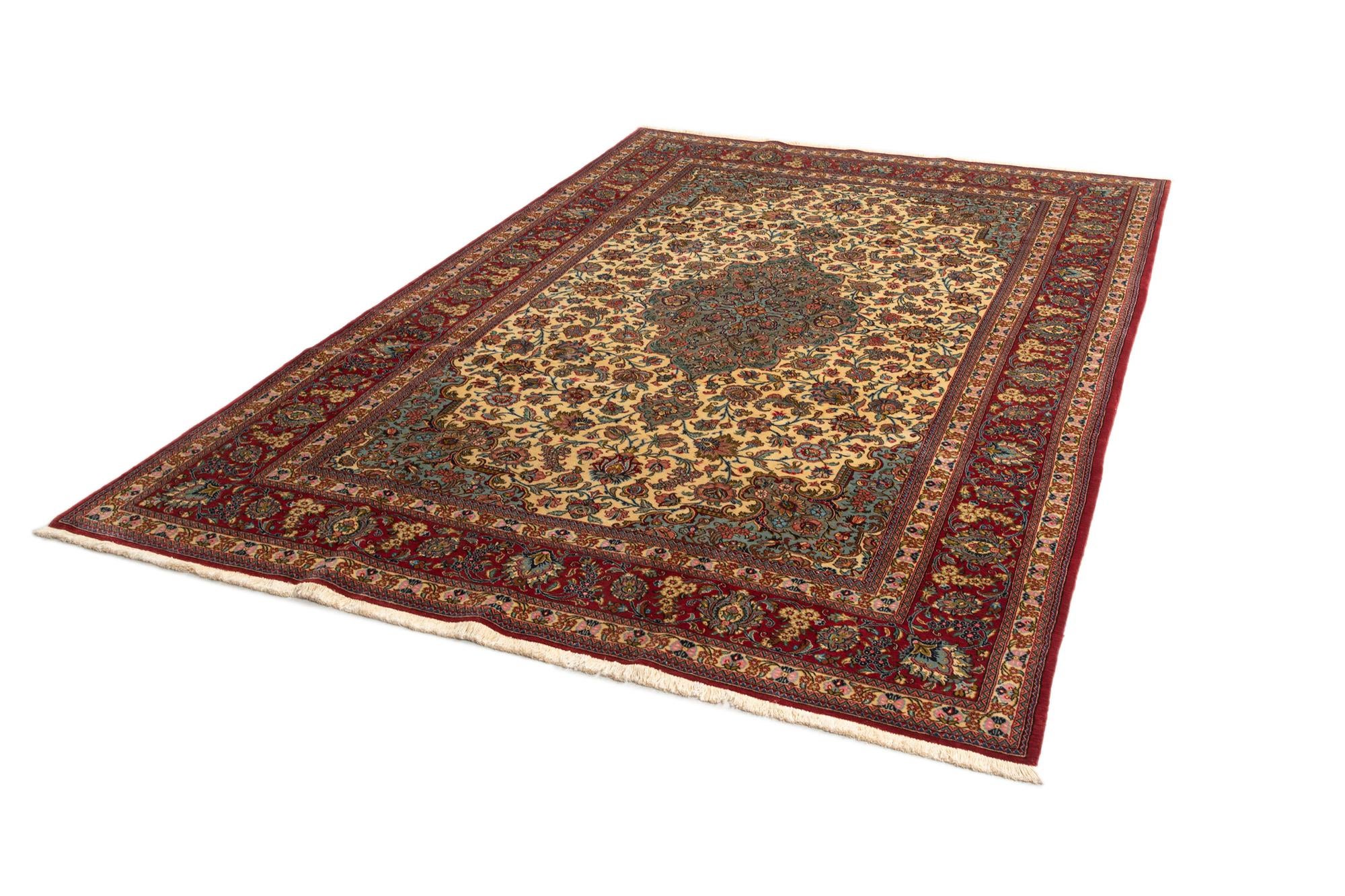 6' 7 x 10' 2 Hand Knotted Qom Persian Rug