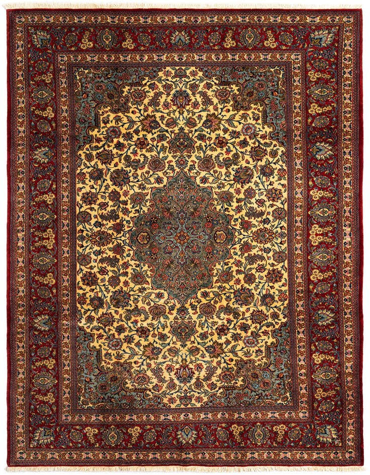 Detail image of 6' 7 x 10' 2 Hand Knotted Qom Persian Rug