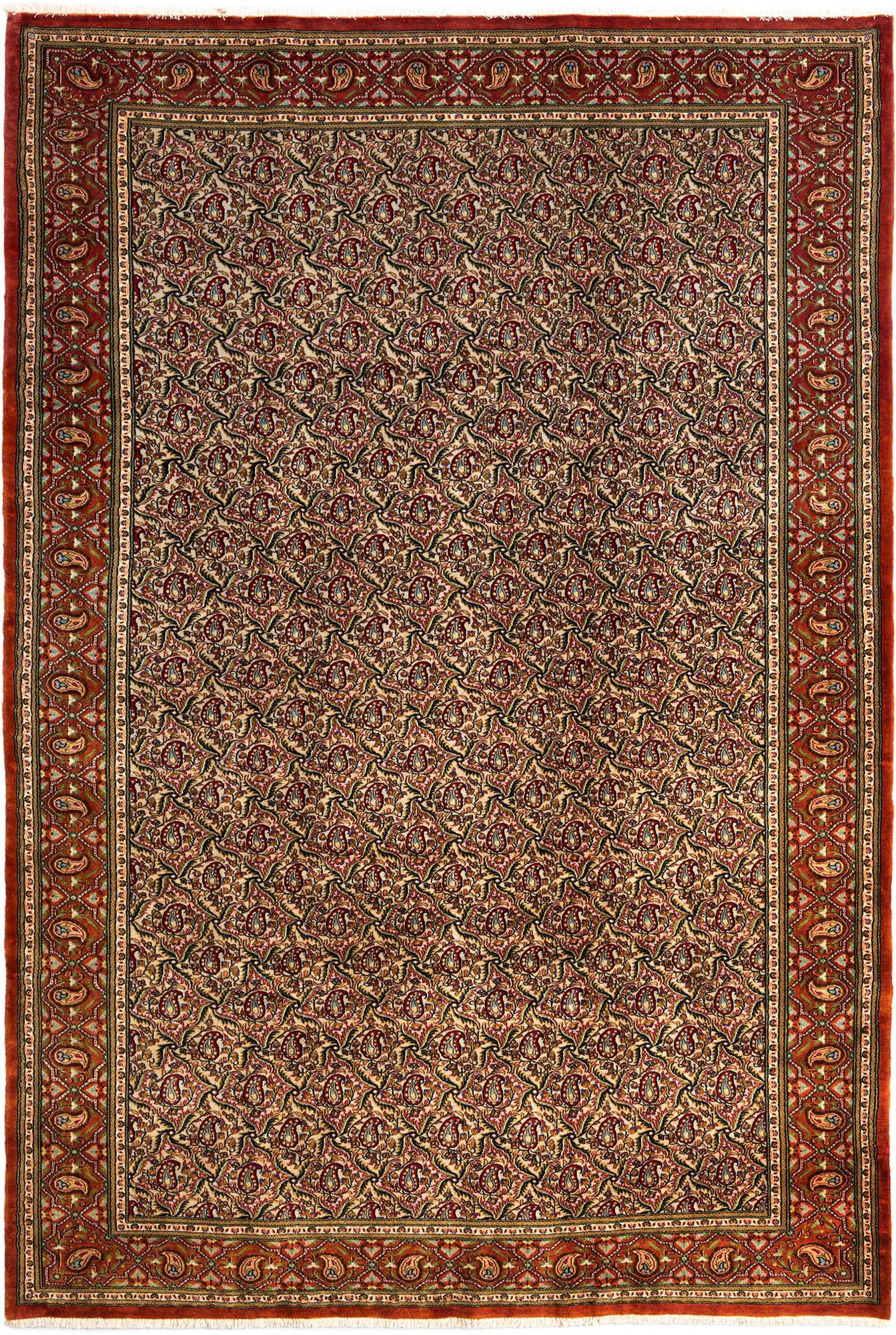 6' 4 x 9' 5 Hand Knotted Qom Persian Rug