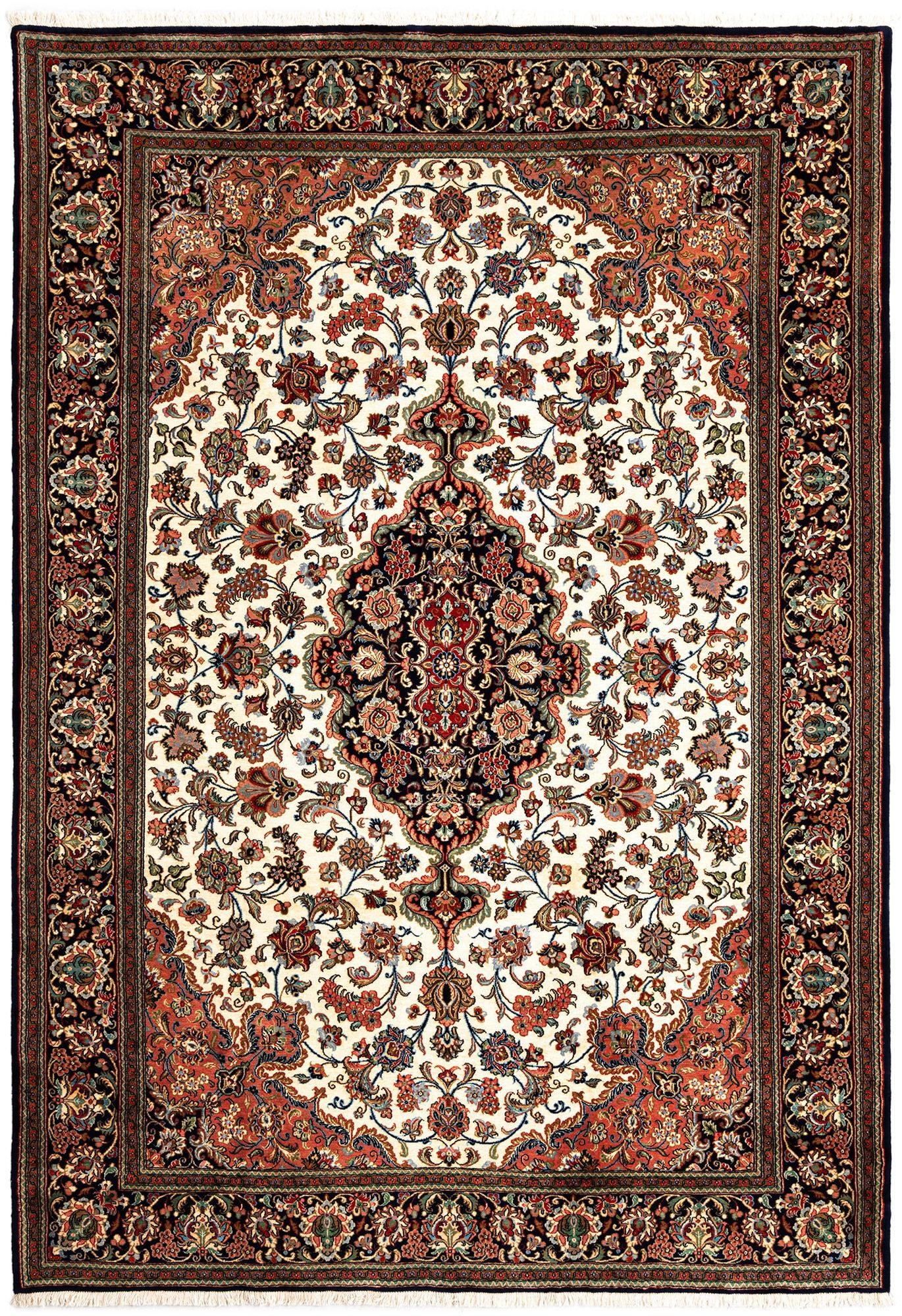 6' 8 x 9' 7 Hand Knotted Qom Persian Rug