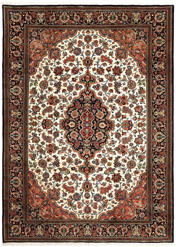 6' 8 x 9' 7 Hand Knotted Qom Persian Rug