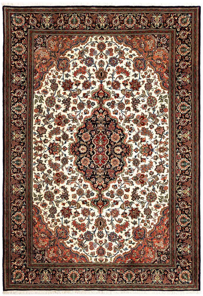 6' 8 x 9' 7 Hand Knotted Qom Persian Rug