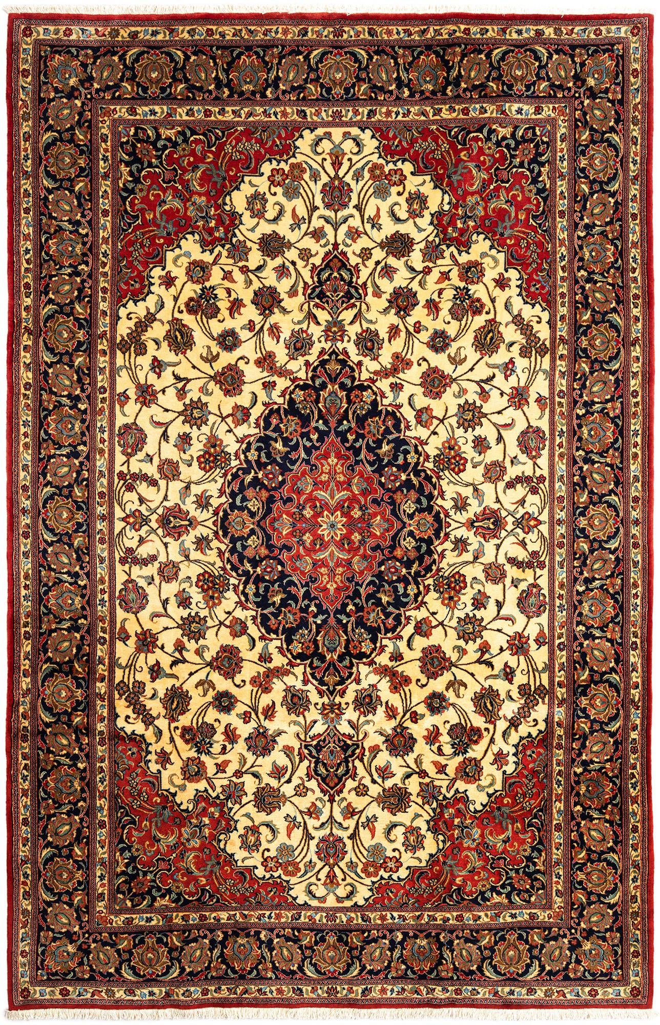 6' 8 x 10' 3 Hand Knotted Qom Persian Rug