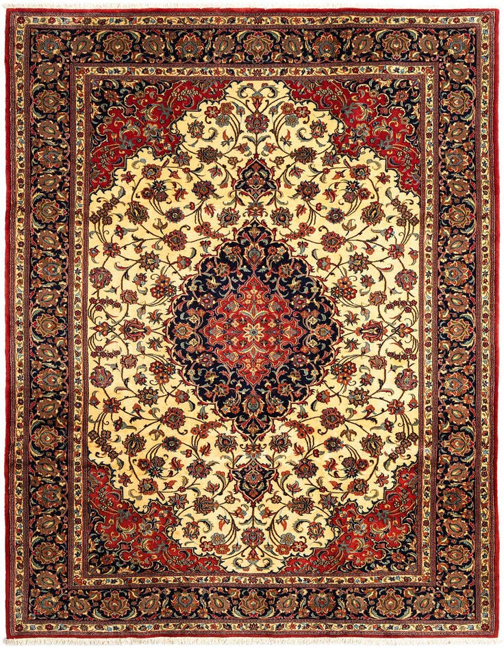 Detail image of 6' 8 x 10' 3 Hand Knotted Qom Persian Rug