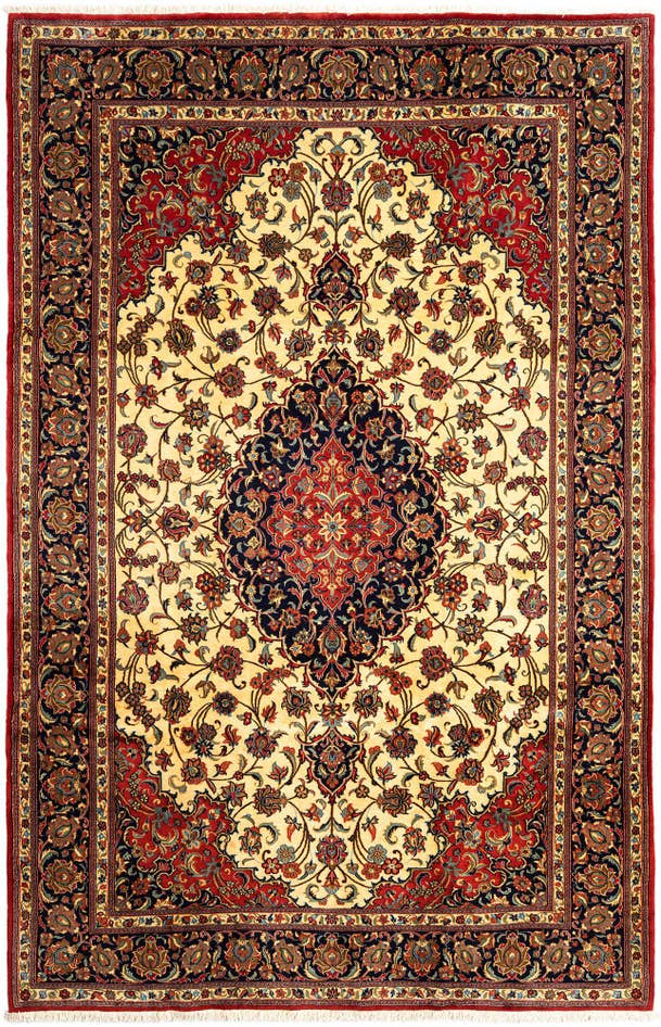 Detail image of 6' 8 x 10' 3 Hand Knotted Qom Persian Rug