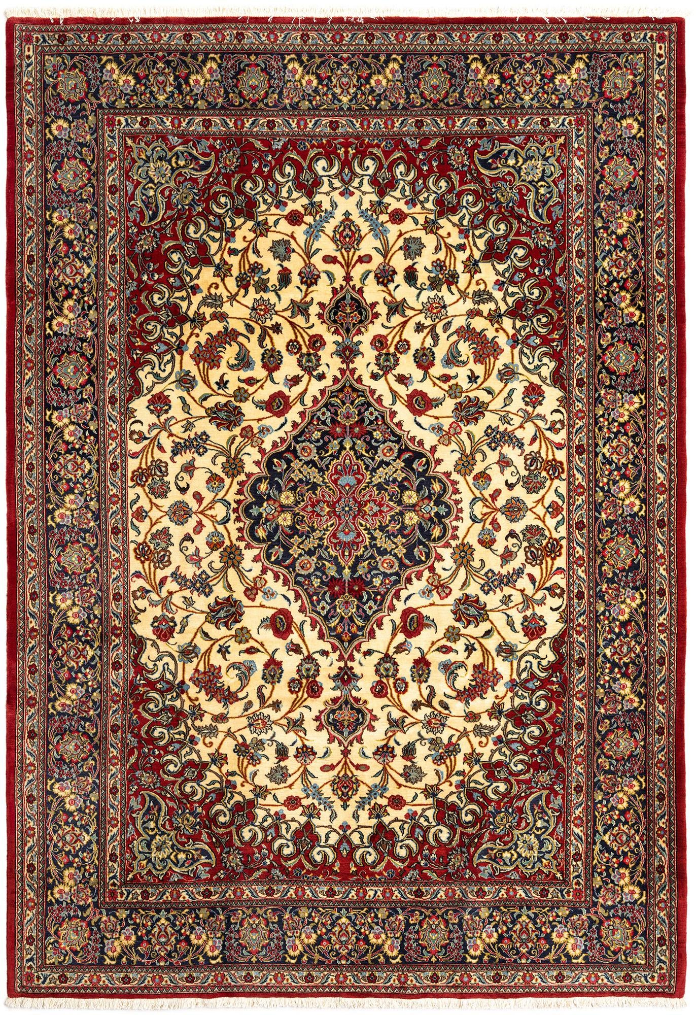 6' 8 x 9' 6 Hand Knotted Qom Persian Rug