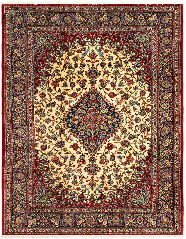 Detail image of 6' 8 x 9' 6 Hand Knotted Qom Persian Rug