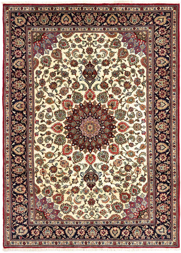 6' 9 x 9' 11 Hand Knotted Qom Persian Rug