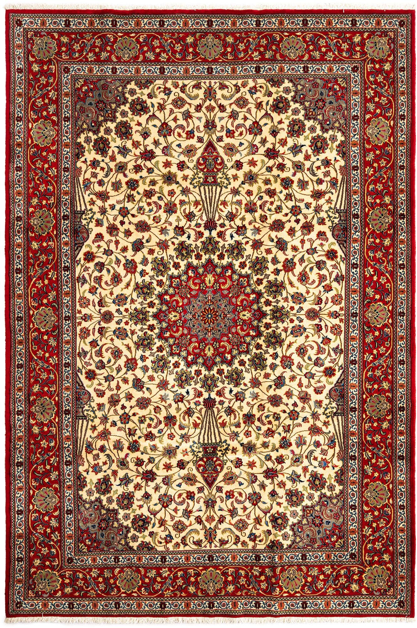 6' 8 x 9' 11 Hand Knotted Qom Persian Rug