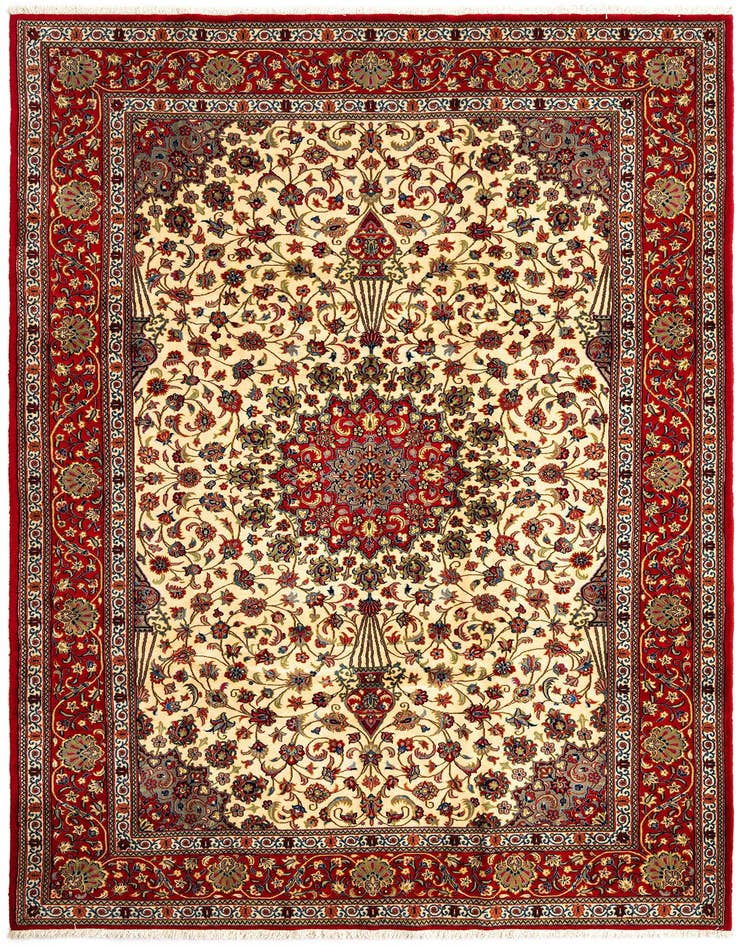 Detail image of 6' 8 x 9' 11 Hand Knotted Qom Persian Rug