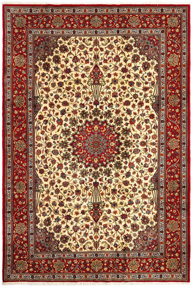 6' 8 x 9' 11 Hand Knotted Qom Persian Rug