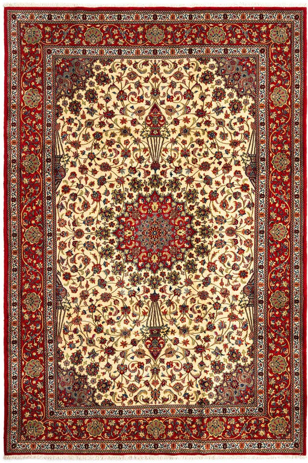 Detail image of 6' 8 x 9' 11 Hand Knotted Qom Persian Rug
