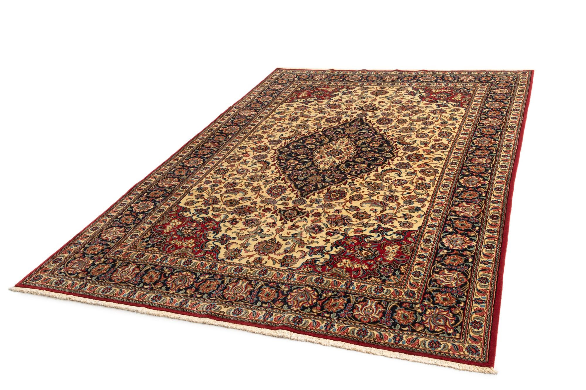 6' 7 x 9' 10 Hand Knotted Qom Persian Rug