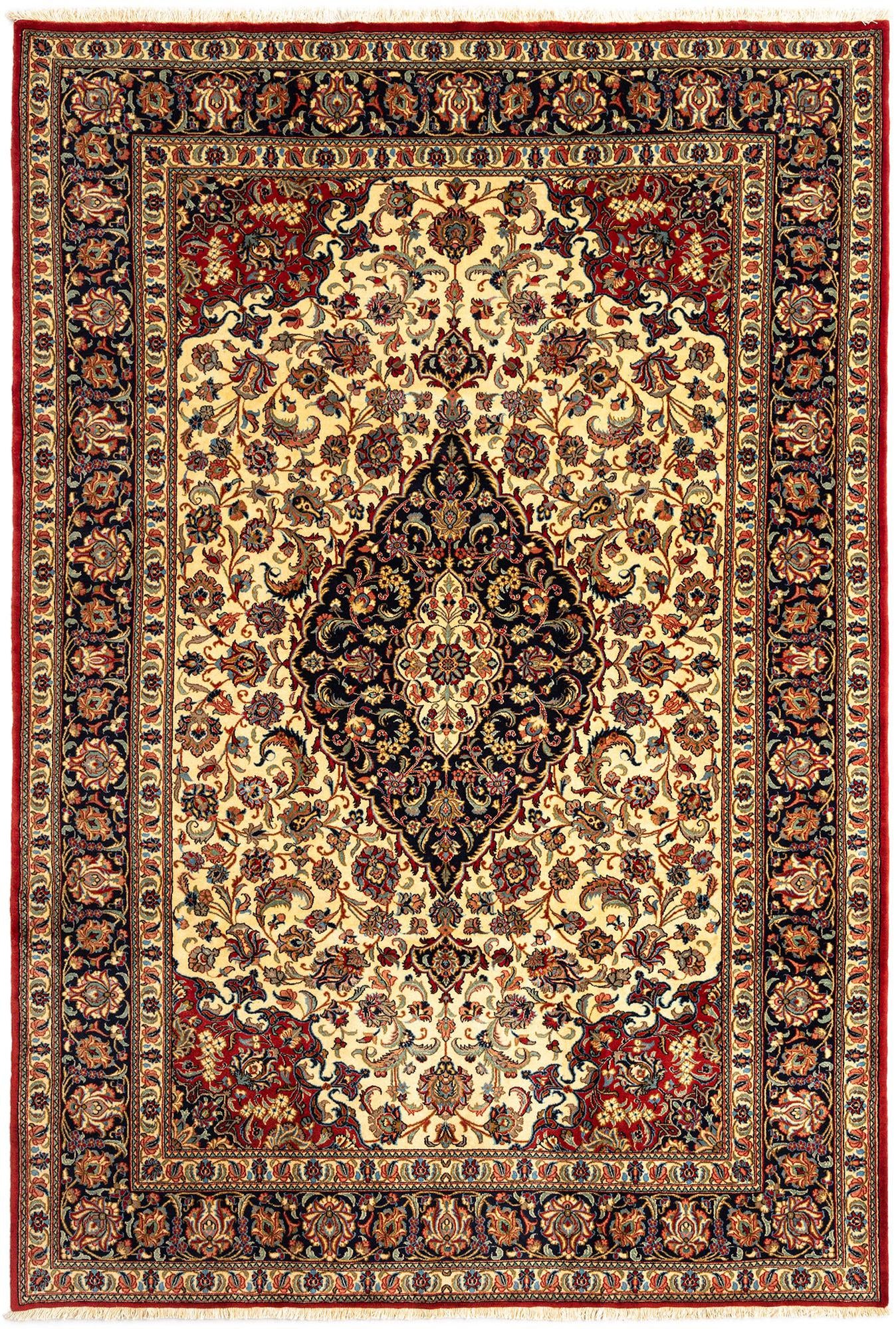 6' 7 x 9' 10 Hand Knotted Qom Persian Rug