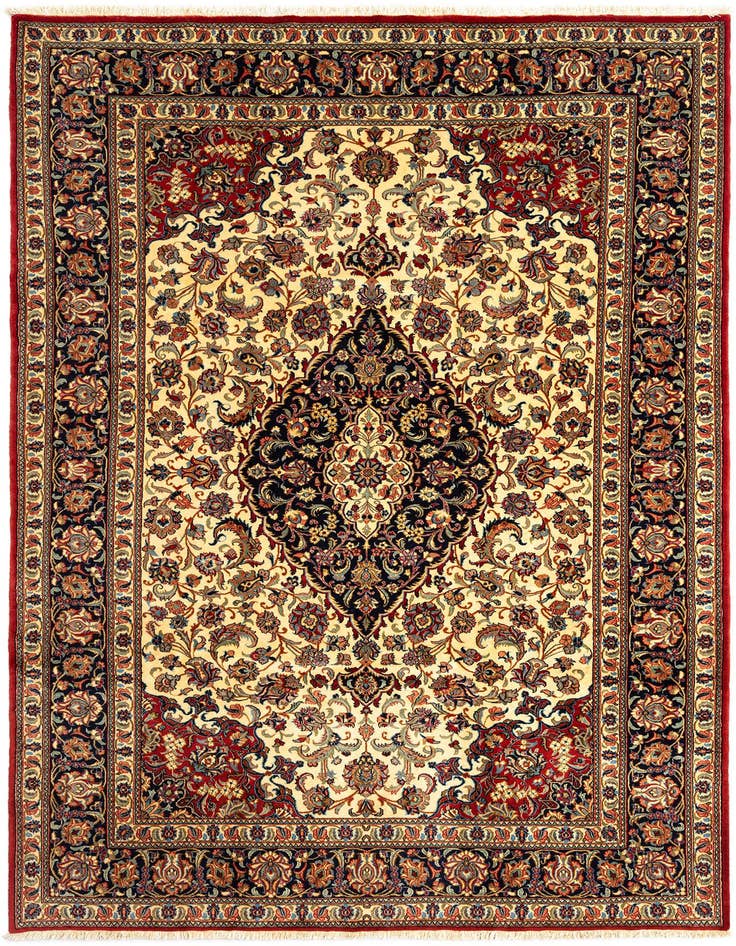 Detail image of 6' 7 x 9' 10 Hand Knotted Qom Persian Rug