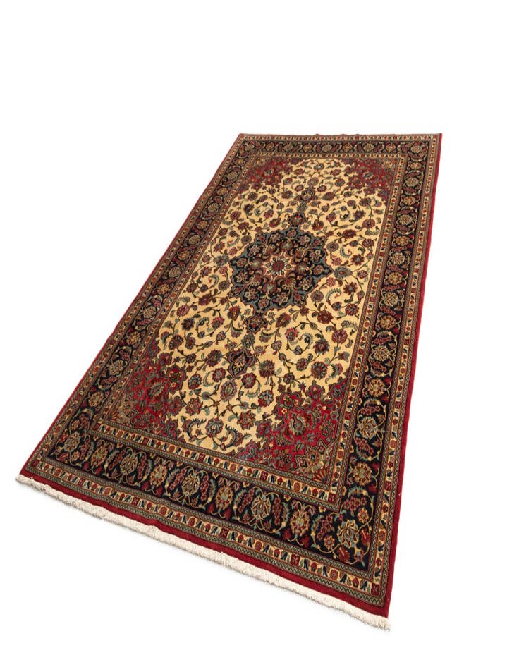 Detail image of 6' 7 x 10'  Hand Knotted Qom Persian Rug